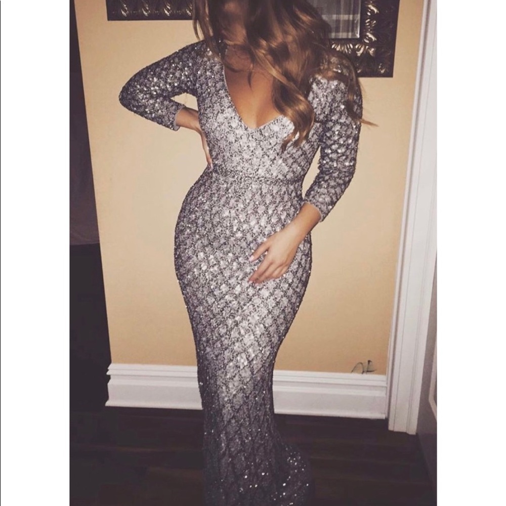 Silver sequence stretch dress